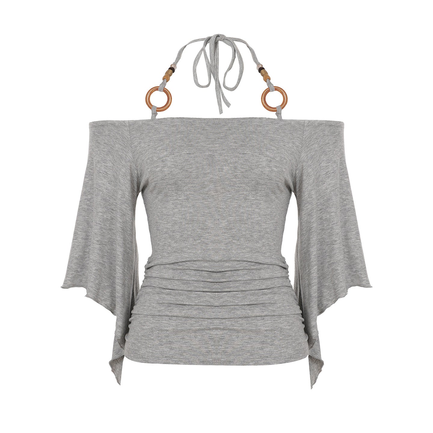 Ring Accent Off-Shoulder Ruched Top