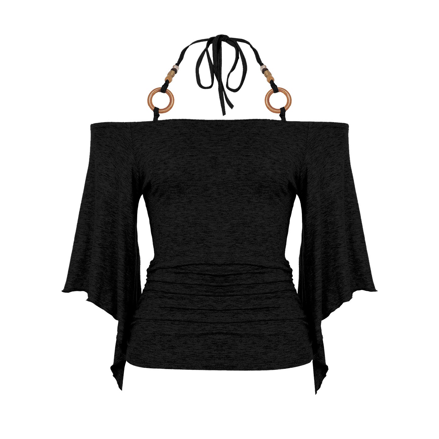Ring Accent Off-Shoulder Ruched Top