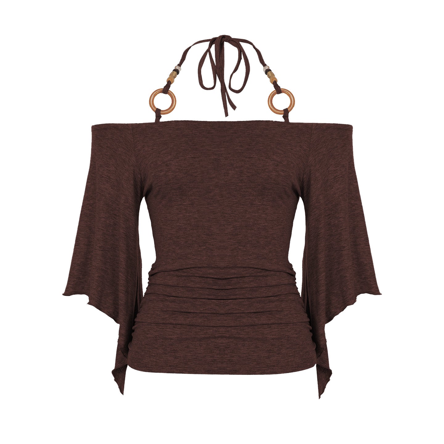 Ring Accent Off-Shoulder Ruched Top